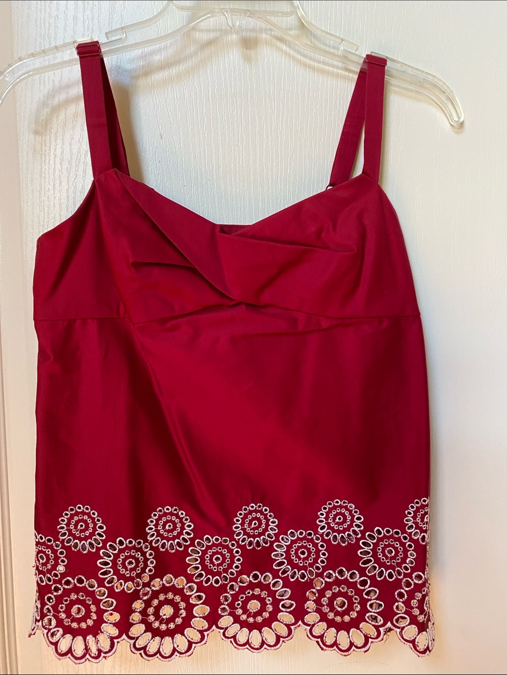 LOFT Ruby Red Embellished Eyelets Camisole